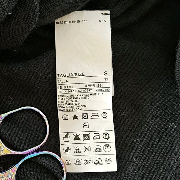 Sisley Sweater Dress Women S Black Long Puff Sleeves Boho Knit Alpaca Wool Blend - Picture 12 of 16